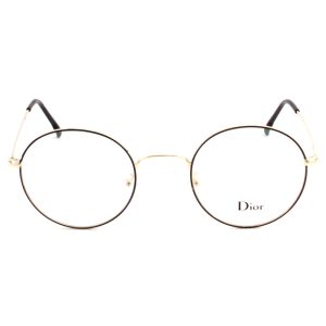 عنیک طبی مردانه و زنانه دیور گرد طلایی مشکی - dior-8598
