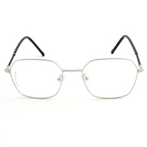 عینک طبی زنانه مردانه چند ضلعی نقره ای G11-03